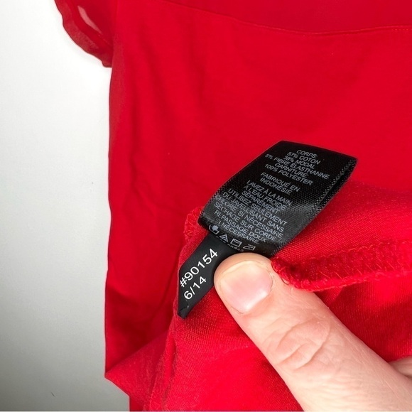 Express Red Short Sleeve Mesh Formal Dressy Business Casual Blouse Extra Small - Picture 7 of 12